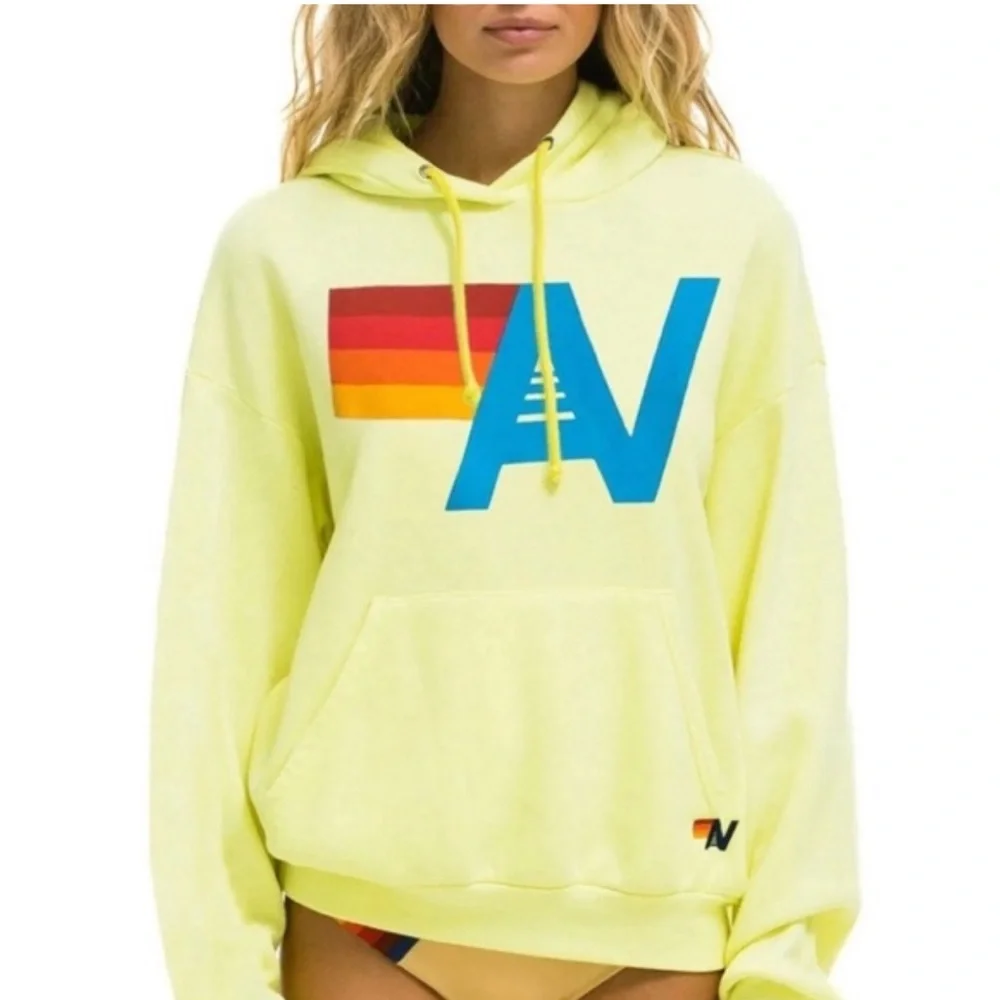 Aviator Nation Bright Neon Yellow Hoodie size Adult Large - Picture 1 of 6